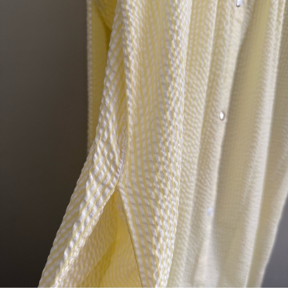 Vintage Embroidered Yellow Striped House Dress Pajamas Large - Picture 8 of 9